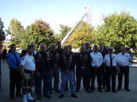 Members of PVFD in uniform of different organizations during Fallen Firefighter Memorial service