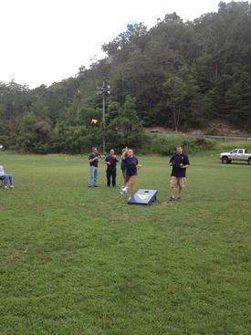 PVFD members in Pinch reunion cornhole tournament 8/12