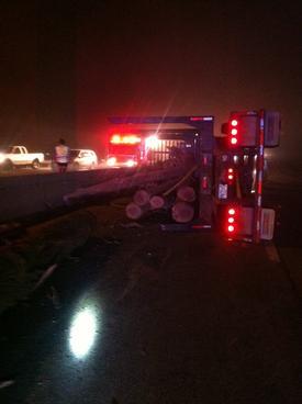 Overturned log truck I-79.  8/22/12