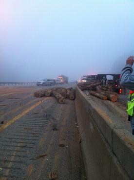 Overturned log truck I-79.  8/22/12