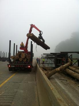 Overturned log truck I-79.  8/22/12